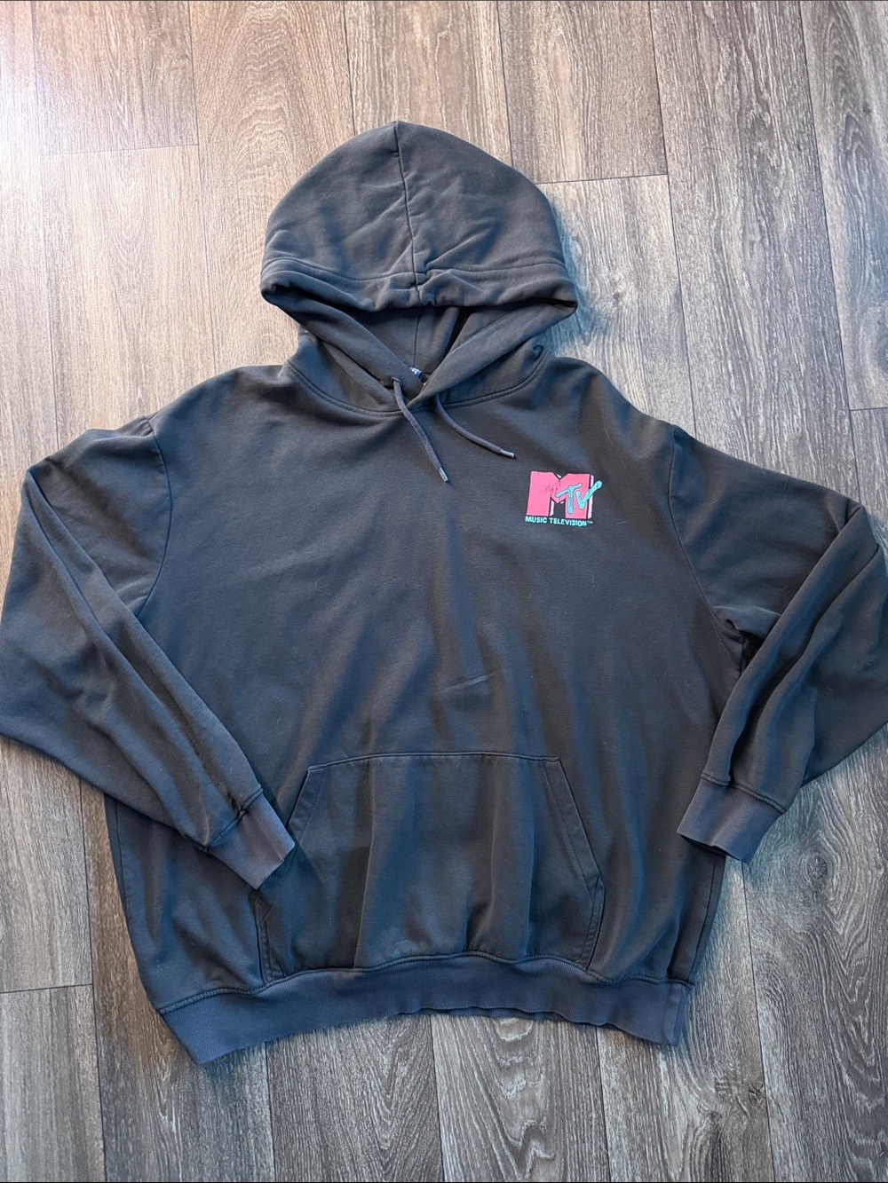 MTV Black Crewneck Sweatshirt with Pink & Teal Logo